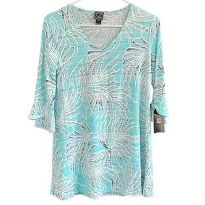 NWT Clara Sun Woo Palm Frond Bell Sleeve Top Size XS